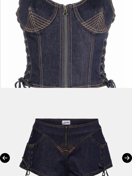 Jean Paul Gaultier Other - Jean Paul Gaultier Dark Indigo Denim Corset Top & Shorts Set